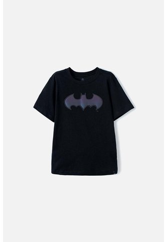 Camiseta De Batman Manga Corta Negra Para Niño 10 DC COMICS