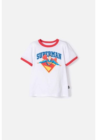 Camiseta Se Superman Blanca Y Roja Manga Corta Para Niño 2T A 5T 5T DC COMICS