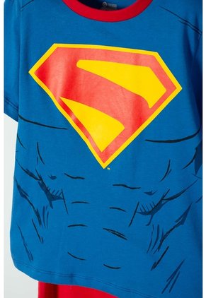 Pijama De Superman Azul Y Roja Con Capa Removible Para Niño 12