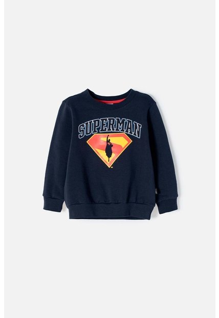 Buzo De Superman Azul Oscuro Estampado En Frente Para Niño 2T A 5T 3T