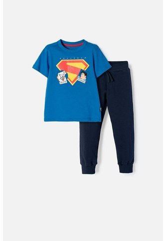 Conjunto De Superman Azul Oscuro De Pantalón Largo Para Niño 2T A 5T 3T DC COMICS