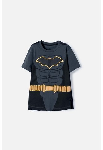 Camiseta De Batman Con Capa Gris Y Negro Para Niño. 12 DC COMICS