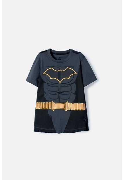Camiseta De Batman Con Capa Gris Y Negro Para Niño. 12
