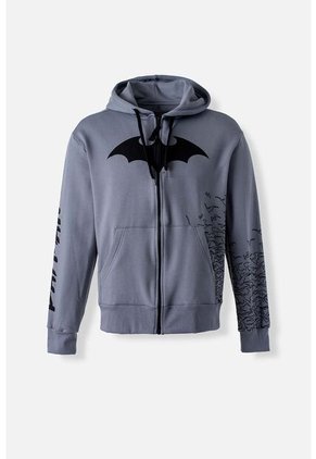 Buzo De Batman Con Cierre Y Capucha Gris Para Hombre XS