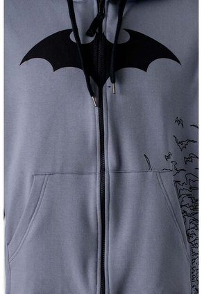 Buzo De Batman Con Cierre Y Capucha Gris Para Hombre XS