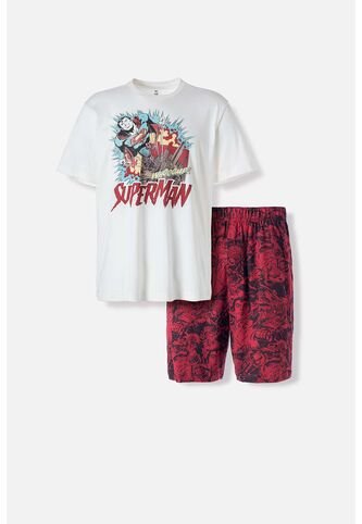 Pijama De Superman Gris Y Rojo Con Bermuda Para Hombre XS DC COMICS