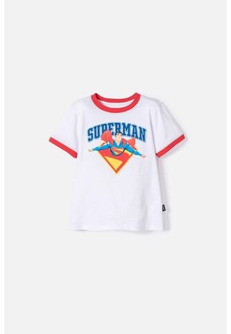 Camiseta Se Superman Blanca Y Roja Manga Corta Para Niño 2T A 5T 4T DC COMICS