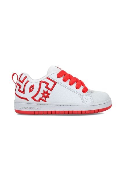Tenis DC Shoes Court Graffik Niño Color Blanco Y Rojo