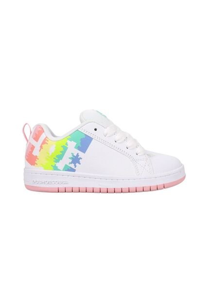 Tenis DC Shoes Court Graffik Niña Color Blanco Multicolor
