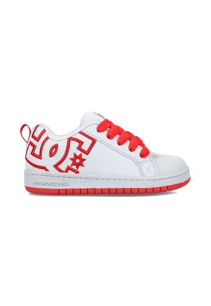 Tenis DC Shoes Court Graffik Niño Color Blanco Y Rojo