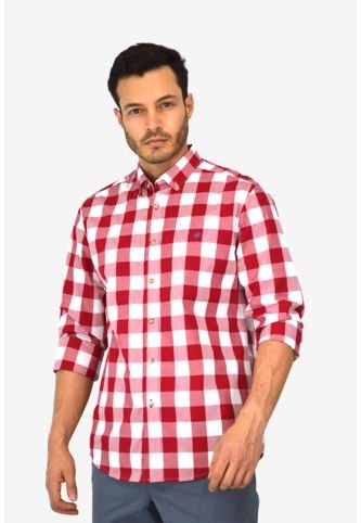 Camisa cuadros roja cheap y blanca hombre