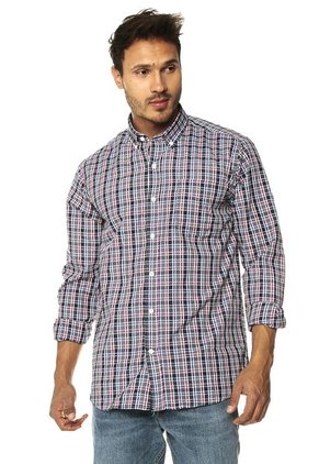 Camisa Gris-Rojo-Azul Denim Republic