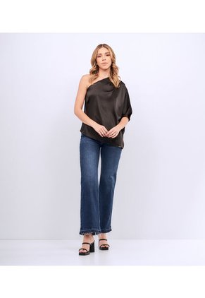 Blusa Asimetrica Medio Hombro Para Mujer Unicolor Derek