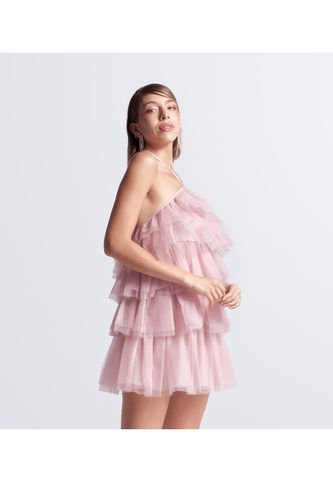 Vestido Corto Capas Tul Unicolor Derek Derek