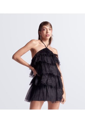 Vestido Corto Capas Tul Unicolor Derek Derek