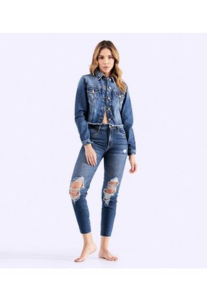 Jean Para Mujer Slim Con Rotos Derek