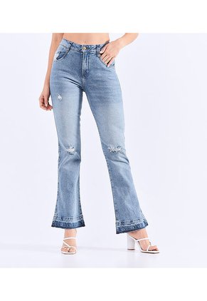 Jean Para Mujer Bota Flare Con Botonera Y Proceso Derek