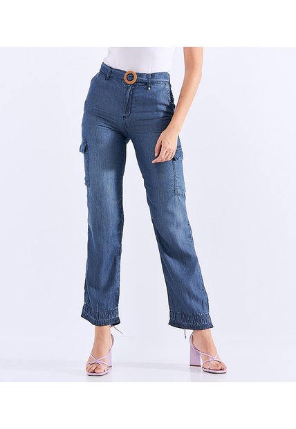 Jean Para Mujer Ajustado Tipo Cargo Derek