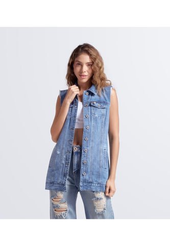 Chaleco Largo En Indigo Para Mujer Derek Derek