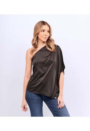 Blusa Asimetrica Medio Hombro Para Mujer Unicolor Derek