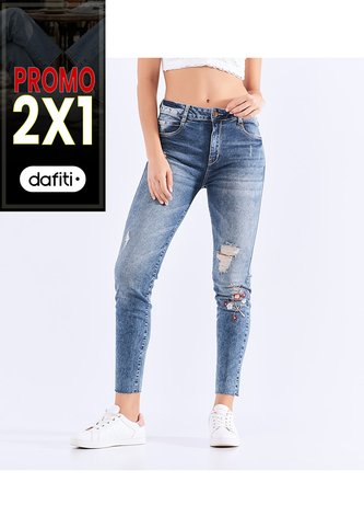 Jean Skinny Para Mujer Bordado Floral Derek Derek