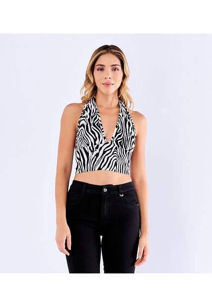 Blusa Para Mujer Halter, Animal Print Cebra Derek