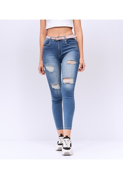 Jean Skinny Para Mujer Tiro Alto Derek