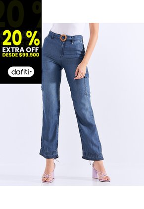 Jean Para Mujer Ajustado Tipo Cargo Derek
