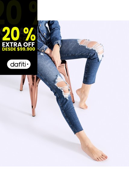 Jean Para Mujer Slim Con Rotos Derek