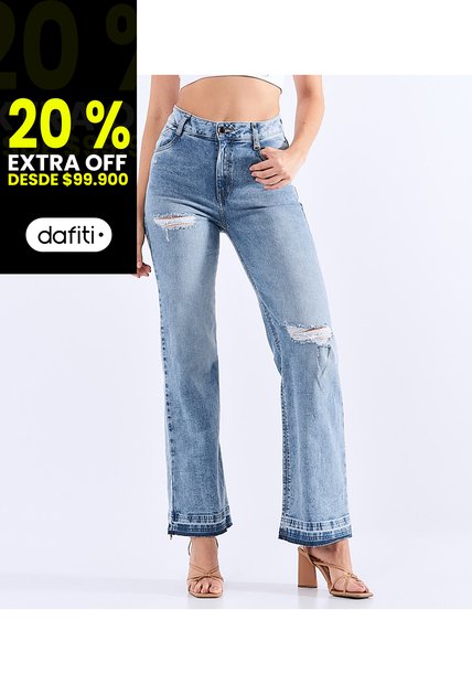 Jean Bota Recta Para Mujer Tiro Alto Derek