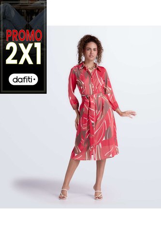 Vestido Corto Para Mujer Manga Larga Estampado Derek Derek