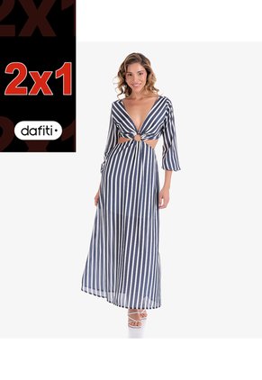 Vestido A Rayas Largo Para Mujer Derek