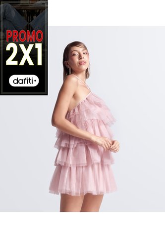 Vestido Corto Capas Tul Unicolor Derek Derek