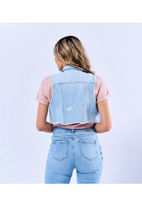 CHALECO MUJER DENIM CLARO SISAS DESFLECADAS DEREK