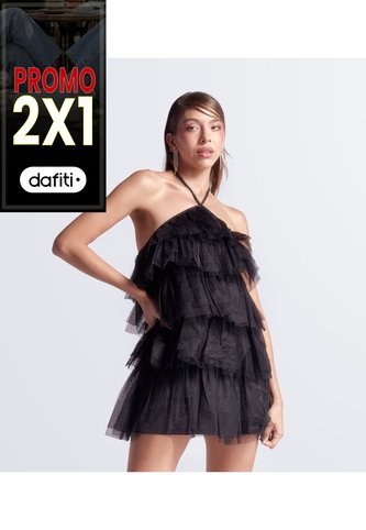 Vestido Corto Capas Tul Unicolor Derek Derek