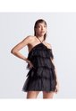 Vestido Corto Capas Tul Unicolor Derek de Derek