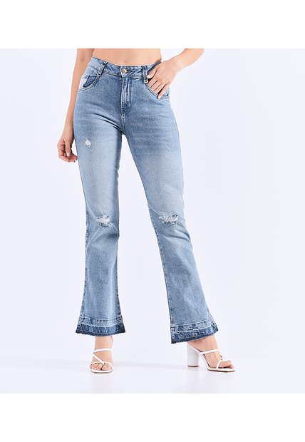 Jean Para Mujer Bota Flare Con Botonera Y Proceso  Derek