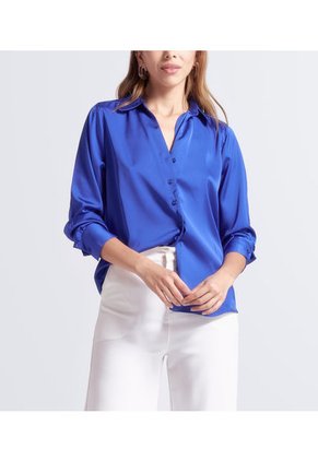 Blusa De Mujer Camisera Manga Larga Unicolor Derek