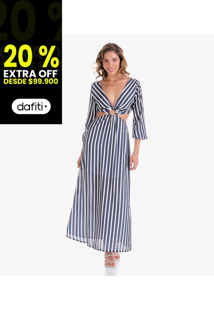 Vestido A Rayas Largo Para Mujer Derek