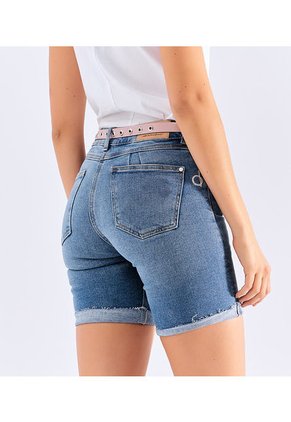 Short Mujer Largo En Indigo Con Proceso  Derek