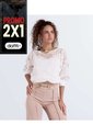 Blusa Para Mujer Bordada Unicolor Derek de Derek