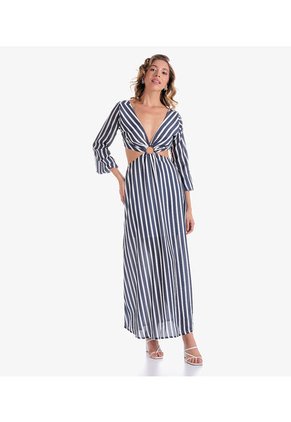 Vestido A Rayas Largo Para Mujer Derek