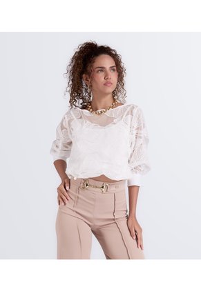 Blusa Para Mujer Bordada Unicolor Derek