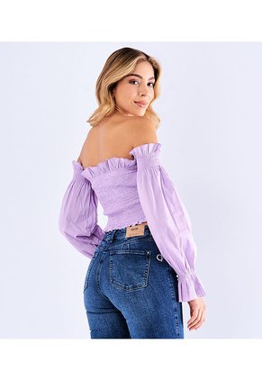 Blusa  Para Mujer Con  Mangas Con Volumen Y Encauchado Derek