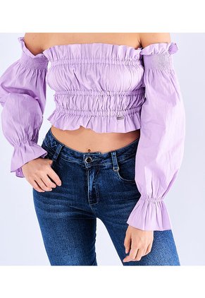 Blusa  Para Mujer Con  Mangas Con Volumen Y Encauchado Derek