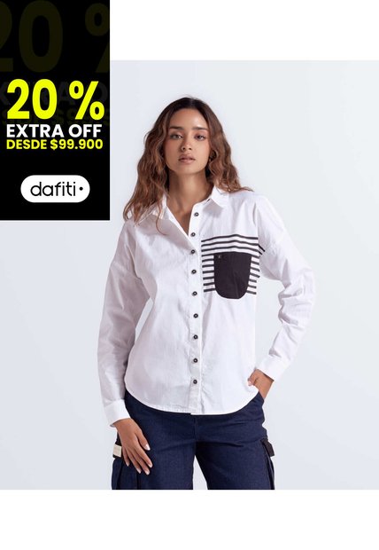 Camisera Manga Larga Para Mujer Con Sublimado Y Bolsillo En Contraste Derek