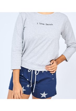 Pijama Para Mujer Blusa Manga Larga Y Short Derek