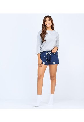 Pijama Para Mujer Blusa Manga Larga Y Short Derek