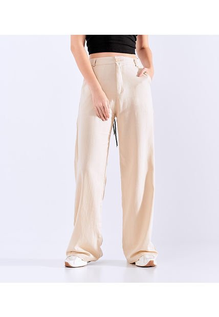 Pantalon En Lino Para Mujer Bota Recta Derek