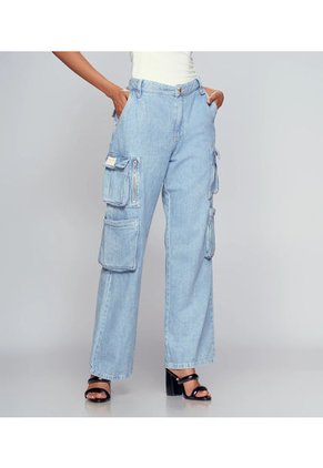 Jean Para Mujer Cargo Con Proceso Claro Barcelona Thalia Derek